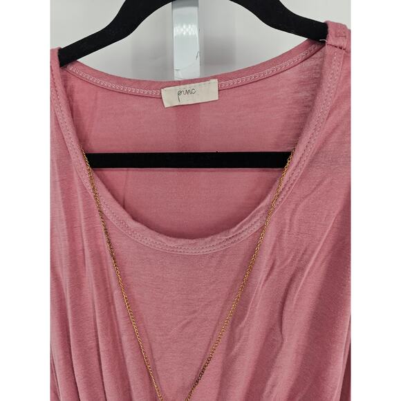 Pinc Women's Blush Pink Scoop-neck Cold Shoulder Fared Blouse Size M - Picture 3 of 4